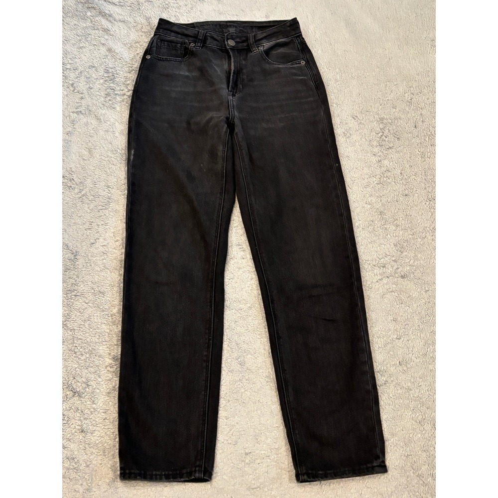 American Eagle Mom Straight Jeans Black Real Good High Rise Womens 00 Regular